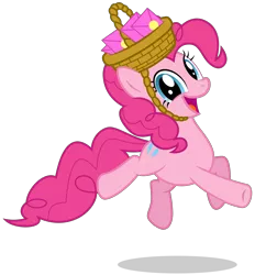 Size: 5000x5378 | Tagged: absurd resolution, artist:lahirien, basket, bouncing, cute, derpibooru import, diapinkes, happy, letter, mail, party of one, pinkie pie, safe, shadow, simple background, solo, transparent background, vector