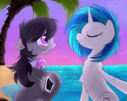 Size: 900x715 | Tagged: artist:namiwami, chest fluff, crying, derpibooru import, iphone, octavia melody, safe, vinyl scratch, water