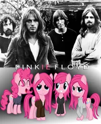 Size: 619x756 | Tagged: artist:thisisdashie, david gilmour, nick mason, pink floyd, pinkie pie, ponified, richard wright, roger waters, rule 63, safe