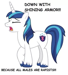 Size: 870x956 | Tagged: down with molestia, drama, feminism, parody, safe, shining armor, solo, whining armor