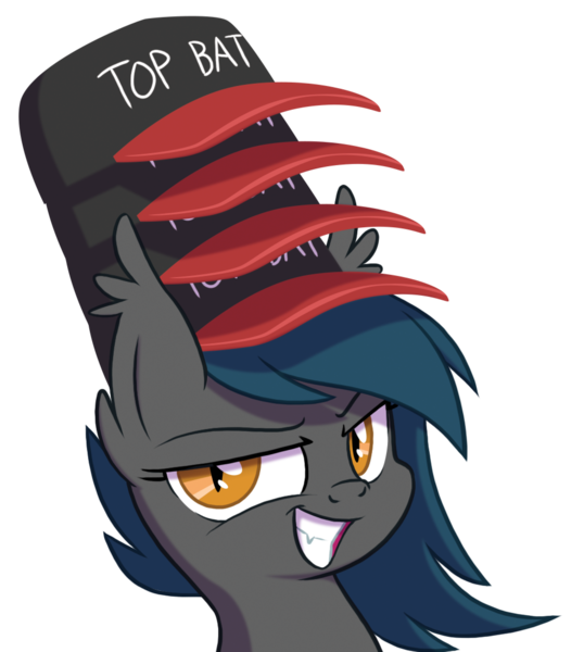 Size: 987x1101 | Tagged: safe, artist:equestria-prevails, derpibooru import, oc, oc:speck, unofficial characters only, bat pony, pony, baseball cap, female, grin, hat, hatception, looking at you, mare, pile, simple background, solo, top bat, top gun, top gun hat, towering pillar of hats, transparent background