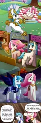 Size: 1000x3003 | Tagged: safe, artist:vavacung, derpibooru import, princess celestia, oc, oc:paper mache, comic:to love god - to love mortal, aging, bedroom eyes, blushing, book, candy, canon x oc, comic, cute, engrish, eye contact, food, frown, grin, growing up, happy, hoof hold, ice cream, lollipop, love, magic, open mouth, paper, picnic, pink-mane celestia, prone, raised hoof, slice of life, smiling, smirk, spread wings, sweatdrop, sword, telekinesis, unicorn celestia, wide eyes, younger
