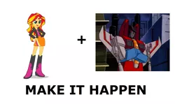 Size: 1337x796 | Tagged: safe, derpibooru import, sunset shimmer, equestria girls, exploitable meme, make it happen, meme, starscream, transformers