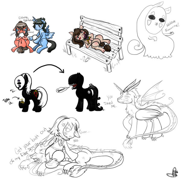 Size: 900x900 | Tagged: chihiro ogino, draconequus, haku, no-face, ponified, safe, spirited away