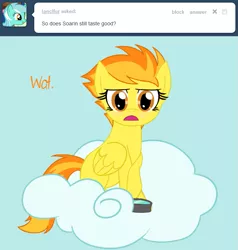 Size: 639x670 | Tagged: artist:okiedokielokie, ask-mlpspitfire, derpibooru import, goggles, safe, solo, spitfire, tumblr, wat