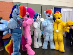 Size: 960x720 | Tagged: artist:judhudson, bronycon, cosplay, derpibooru import, fursuit, human, irl, irl human, photo, pinkie pie, rainbow dash, safe, spitfire, vinyl scratch