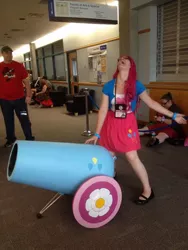 Size: 480x640 | Tagged: animethon, artist:fixinman, artist:irma-nerd, artist:snivellypuff, cosplay, craft, derpibooru import, glasses, human, irl, irl human, mary janes, partillery, party cannon, photo, pinkie pie, safe
