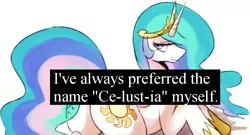 Size: 1059x573 | Tagged: artist:maren, bedroom eyes, confession, derpibooru import, drama, female, lust, plot, princess celestia, solo, solo female, suggestive