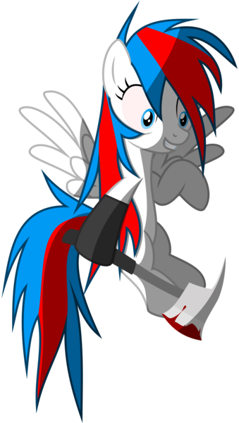 Size: 4100x7250 | Tagged: semi-grimdark, artist:radiationalpha, derpibooru import, oc, unofficial characters only, pegasus, pony, absurd resolution, axe, blood, faic, insanity, murder, simple background, solo, transparent background, vector