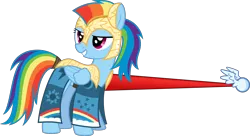 Size: 12905x7000 | Tagged: absurd resolution, armor, artist:xenoneal, derpibooru import, grin, jousting, lance, looking back, rainbow dash, raised hoof, safe, simple background, smiling, solo, tail wrap, transparent background, vector