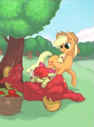 Size: 577x780 | Tagged: apple bloom, applejack, artist:purmu, big macintosh, derpibooru import, safe, siblings, sisters, sleeping, snot bubble