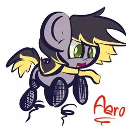 Size: 2048x2048 | Tagged: safe, artist:olympic tea bagger, derpibooru import, oc, oc:aero, unofficial characters only, pegasus, pony, clothes, colt, cute, male, offspring, parent:derpy hooves, parent:oc:warden, parents:canon x oc, parents:warderp, scar, scarf, simple background, solo, trap, white background