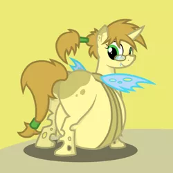 Size: 894x894 | Tagged: artist:irateliterate, big belly, brown changeling, changeling, changeling oc, chubby, chunkling, derpibooru import, oc, safe, solo, unofficial characters only