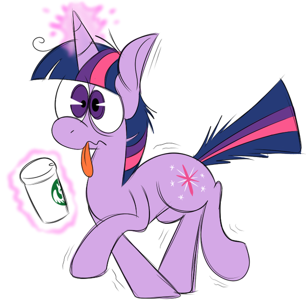 Size: 700x700 | Tagged: safe, artist:karpet-shark, derpibooru import, twilight sparkle, twily-daily, coffee, magic, shaking, simple background, solo, telekinesis