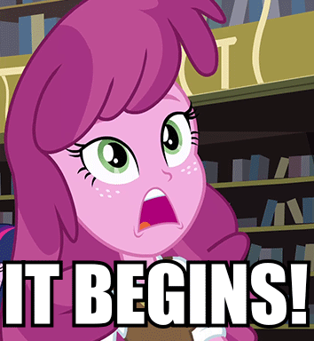 Size: 354x384 | Tagged: safe, derpibooru import, cheerilee, equestria girls, image macro, it begins