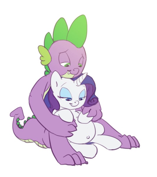 Size: 710x800 | Tagged: safe, artist:carnifex, derpibooru import, rarity, spike, belly button, female, male, older, older spike, preggity, pregnant, shipping, sparity, straight