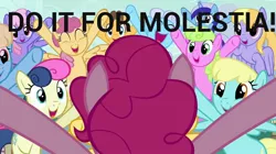 Size: 800x448 | Tagged: derpibooru import, down with down with molestia, down with molestia, drama, image macro, pinkie pie, safe