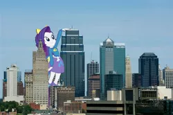 Size: 640x424 | Tagged: safe, derpibooru import, rarity, equestria girls, building, city, equestria girls in real life, giantess, highrise ponies, irl, kansas city, macro, missouri, photo, ponies in real life, skyline, solo, united states, wondercolts