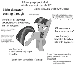 Size: 1914x1686 | Tagged: safe, derpibooru import, twilight sparkle, pony, unicorn, extreme advertising, female, glorious master race, grayscale, mare, monochrome, peasant coming through, simple background, smug, smuglight sparkle, solo, swerve, text, unicorn master race, unicorn twilight, vulgar, white background