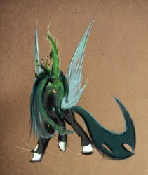 Size: 1600x1894 | Tagged: angry, artist:spacehunt, changeling, changeling queen, derpibooru import, female, fury, magic, paper, queen, queen chrysalis, rage, safe, solo