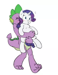 Size: 701x900 | Tagged: safe, artist:carnifex, derpibooru import, rarity, spike, pony, carrying, female, holding a pony, male, older, older spike, preggity, pregnant, shipping, sparity, straight