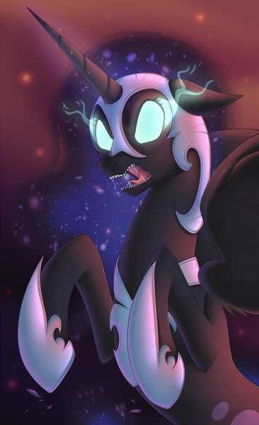 Size: 610x1000 | Tagged: artist:stalkerpony, derpibooru import, glowing eyes, nightmare moon, safe, solo