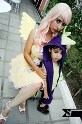 Size: 643x960 | Tagged: safe, artist:ary-neko, derpibooru import, fluttershy, spike, human, cosplay, irl, irl human, photo