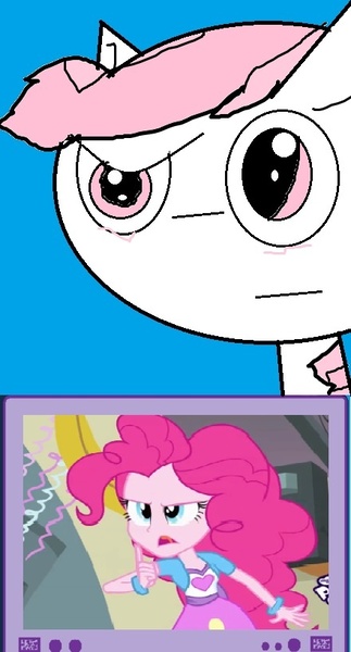 Size: 440x817 | Tagged: safe, artist:artsythepegasus, derpibooru import, pinkie pie, oc, oc:artsy hooves, equestria girls, 1000 hours in ms paint, exploitable meme, humanized, meme, ms paint, tv meme, wtf