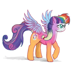 Size: 600x600 | Tagged: safe, artist:sean mirrsen, derpibooru import, applejack, fluttershy, pinkie pie, rainbow dash, rarity, twilight sparkle, oc, alicorn, pony, appleflaritwidashpie, fusion, mane six, solo