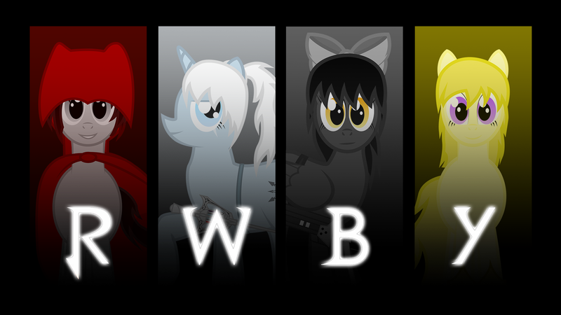 Size: 1920x1080 | Tagged: black, blake belladonna, gambol shroud, monty oum, myrtenaster, ponified, red, rooster teeth, ruby rose, rwby, safe, weiss schnee, white, yang xiao long, yellow