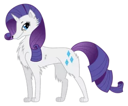 Size: 979x816 | Tagged: safe, artist:aradia makara, artist:pikamander2, derpibooru import, rarity, wolf, simple background, smiling, solo, species swap, transparent background, vector