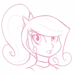 Size: 800x800 | Tagged: artist:redintravenous, bust, female, humanized, lineart, monochrome, princess cadance, safe, simple background, solo, white background