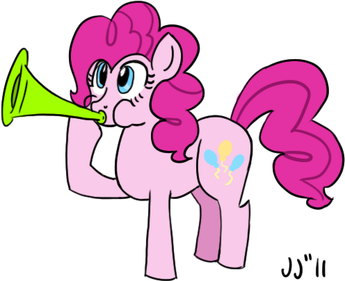 Size: 496x404 | Tagged: artist:herpydooves, musical instrument, pinkie pie, safe, solo, vuvuzela