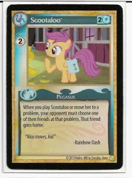 Size: 477x640 | Tagged: safe, derpibooru import, scootaloo, sweetie belle, ccg, enterplay, merchandise, mlp trading card game