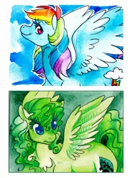 Size: 1200x1600 | Tagged: artist:aspendragon, derpibooru import, oc, oc:azami rose, rainbow dash, safe, traditional art