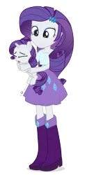 Size: 675x1350 | Tagged: safe, artist:dm29, derpibooru import, rarity, pony, equestria girls, adorable distress, cute, duality, duo, eyes closed, filly, frown, hnnng, holding a pony, hoofy-kicks, human ponidox, julian yeo is trying to murder us, marshmelodrama, open mouth, pony pet, put me down, simple background, square crossover, transparent background, vector, whining