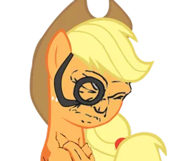 Size: 900x850 | Tagged: applejack, crossover, derpibooru import, egoraptor, girlchan in paradise, monocle, safe, simple background, solo