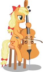 Size: 6000x9996 | Tagged: absurd resolution, applejack, artist:mactavish1996, artist:theflyingmagpie, cello, derpibooru import, musical instrument, safe, simple background, solo, transparent background, vector