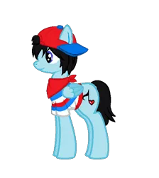 Size: 513x572 | Tagged: safe, artist:alissaluvsu, derpibooru import, ponified, pegasus, pony, clothes, earthbound, earthbound beginnings, hat, mother, ninten, simple background, smiling, solo, transparent background