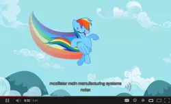 Size: 640x390 | Tagged: animation error, derpibooru import, flying, may the best pet win, meme, rainbow dash, safe, screencap, solo, youtube, youtube caption