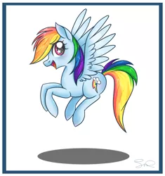 Size: 1978x2100 | Tagged: safe, artist:steffy-beff, derpibooru import, rainbow dash, pegasus, pony, female, flying, looking up, mare, signature, smiling, solo, wingding eyes