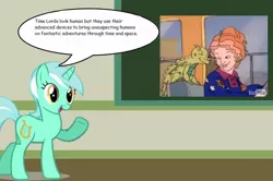 Size: 886x588 | Tagged: chalkboard, chameleon, derpibooru import, doctor who, human studies101 with lyra, lizard, liz the lizard, lyra got it right, lyra heartstrings, magic school bus, meme, mind blown, ms. frizzle, safe, tardis, time lord, truth