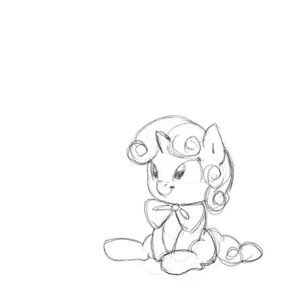 Size: 650x650 | Tagged: artist:carnifex, bowtie, cute, derpibooru import, diasweetes, monochrome, safe, sketch, solo, sweetie belle