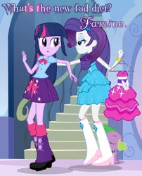 Size: 844x1046 | Tagged: safe, derpibooru import, edit, edited screencap, screencap, rarity, spike, twilight sparkle, dog, equestria girls, boots, bracelet, cards against equestria girls, fall formal outfits, high heel boots, jewelry, spike the dog, this is our big night