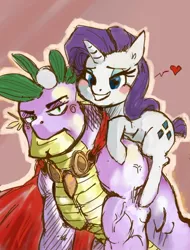 Size: 700x923 | Tagged: safe, artist:dunnstar, derpibooru import, rarity, spike, beefspike, female, male, older, older spike, shipping, sparity, straight