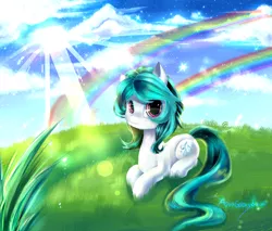 Size: 4000x3400 | Tagged: safe, artist:aquagalaxy, derpibooru import, oc, oc:dew droplet, unofficial characters only, earth pony, pony, grass, solo