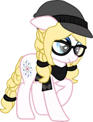 Size: 4000x5244 | Tagged: safe, artist:asdflove, derpibooru import, oc, unofficial characters only, pony, absurd resolution, braid, braided tail, clothes, female, glasses, hat, mare, scarf, simple background, solo, transparent background, vector