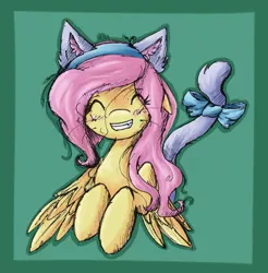 Size: 3178x3228 | Tagged: safe, artist:musicglare, derpibooru import, fluttershy, cat, digital art, solo