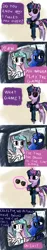 Size: 900x4800 | Tagged: safe, artist:talludde, derpibooru import, princess celestia, princess luna, twilight sparkle, twilight sparkle (alicorn), alicorn, pony, ask the princess of night, cake, car, comic, female, mare, sunglasses, tumblr, vulgar