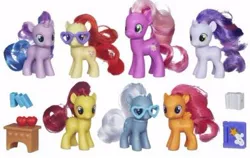 Size: 392x247 | Tagged: apple bloom, brushable, cheerilee, derpibooru import, official, safe, scootaloo, silver spoon, star dreams, sweetie belle, toy, twist